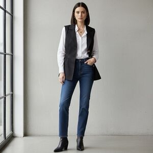 Pearl Lela Rose NWT Womens Sz S Black Long Line Vest Old Money Equestrian Preppy